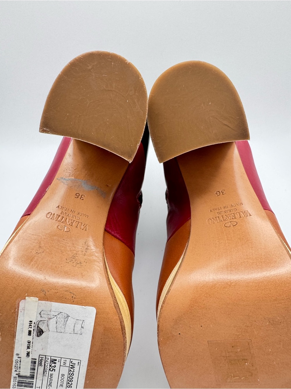 Valentino Garavani Marine Colorblock Leather Ankle Boots Block Heel EU 36 - Picture 7 of 7